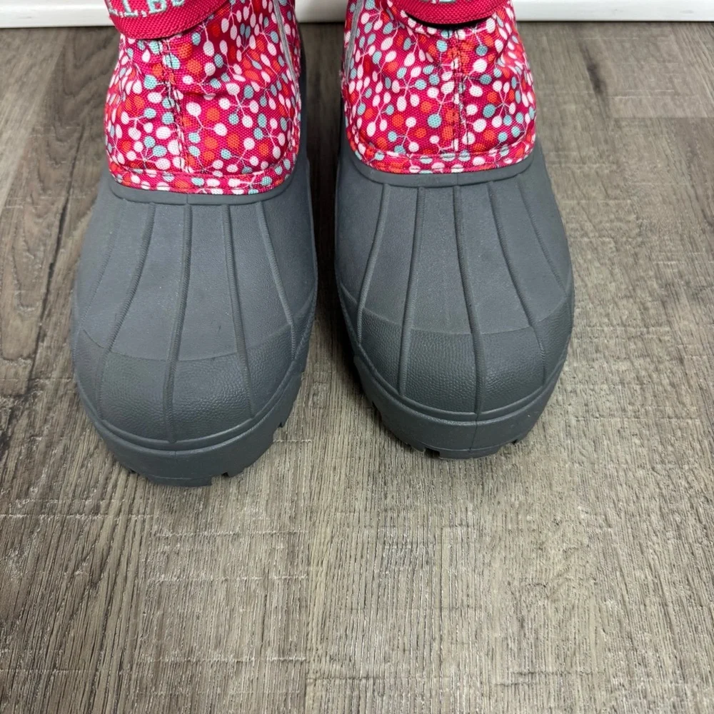 L.L.Bean Kids Northwoods Boots Size 7 Pink Gray Water Resistant Winter Snow